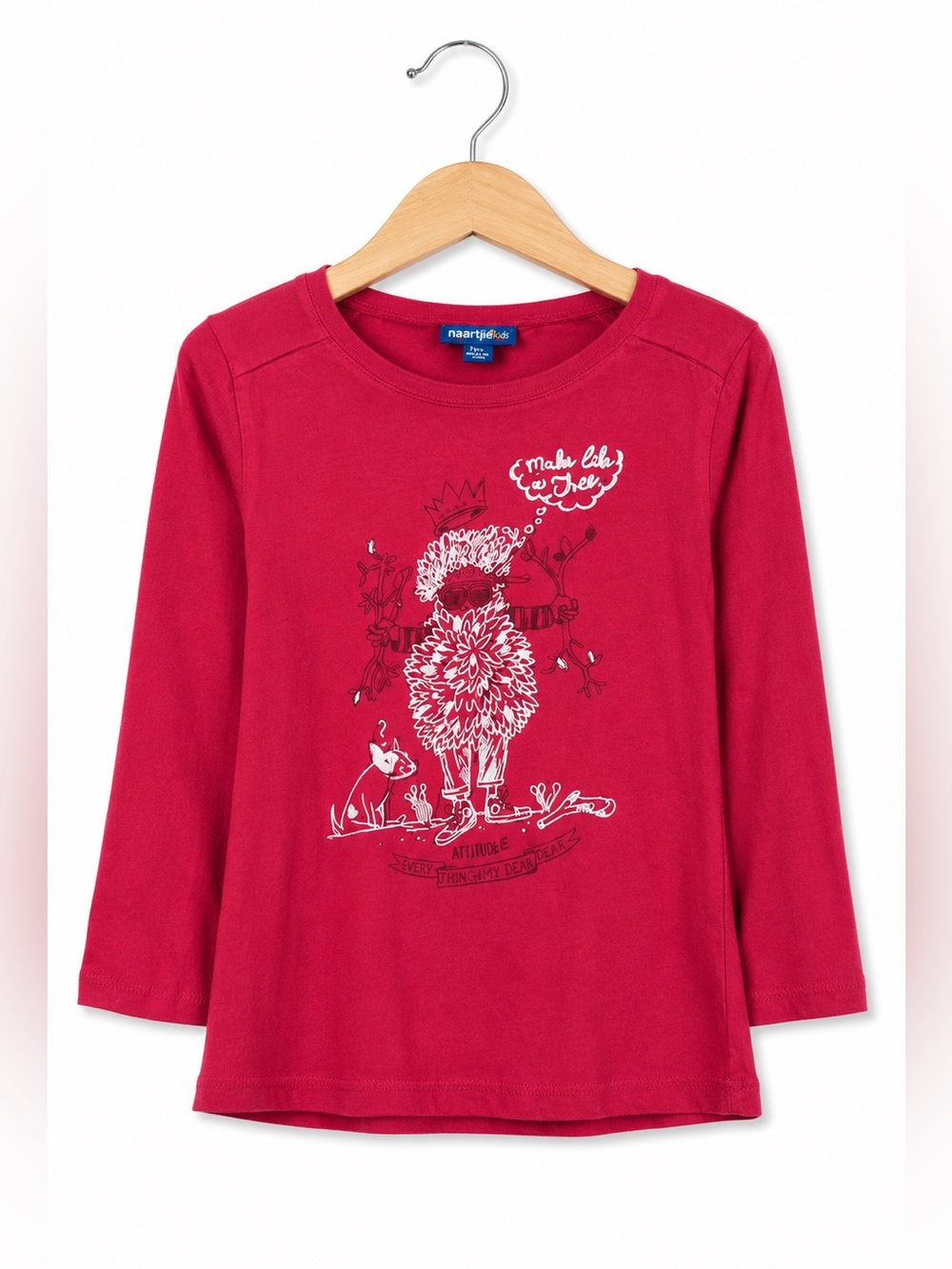 naartjie Boys Shirt Size 7 Make Like a Tree King of Hide & Seek Red Long Sleeve